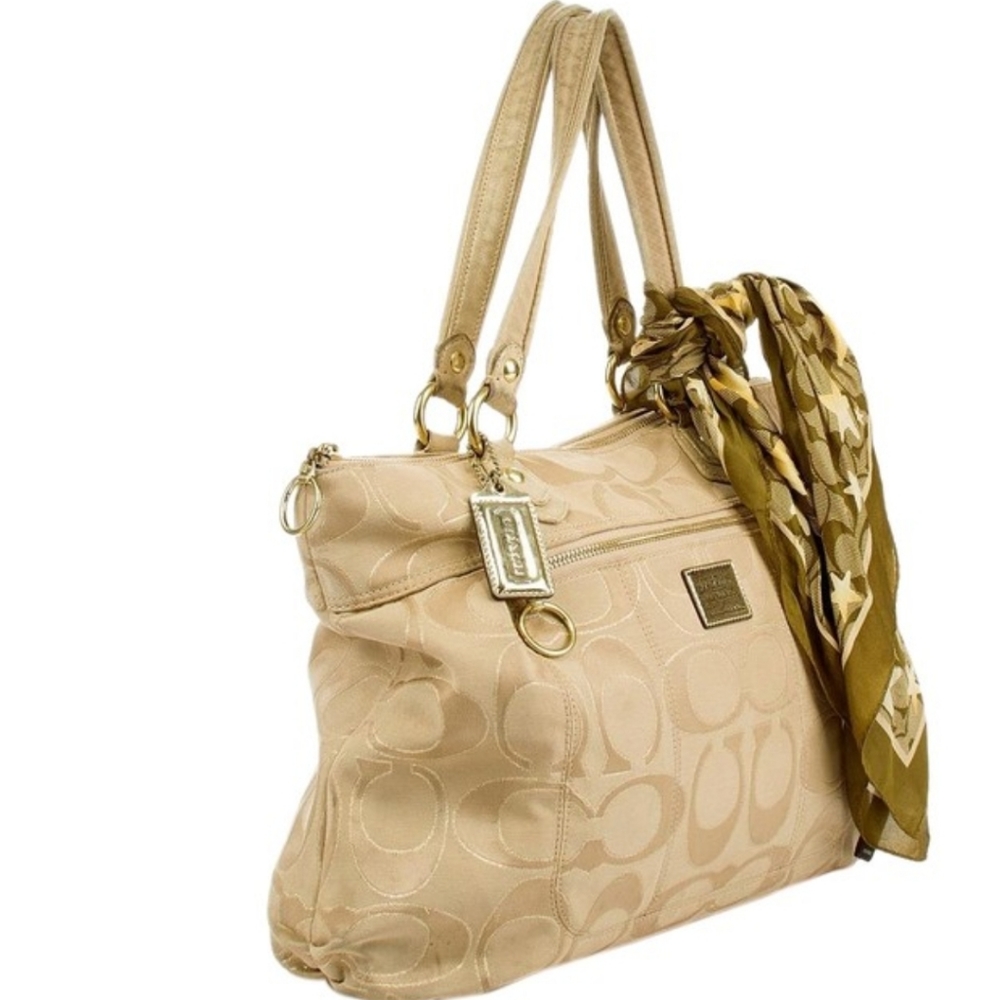 Coach Poppy Signature Canvas Khaki & Gold Tote